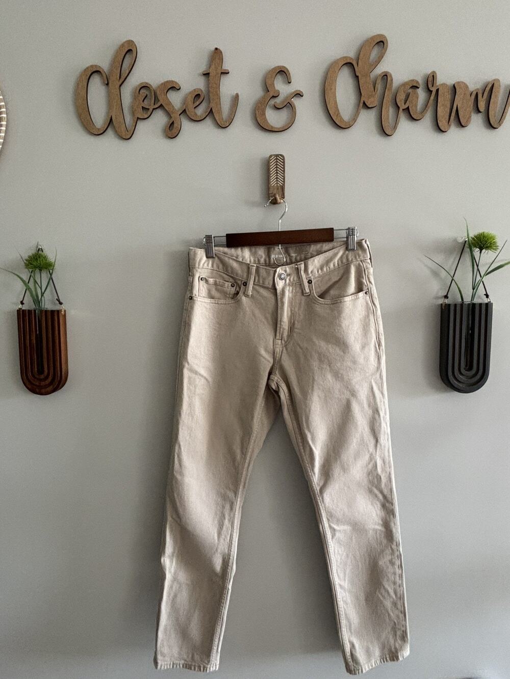 Old Navy Men's Slim Built-in Flex 29x30 khaki beige Straight Jeans